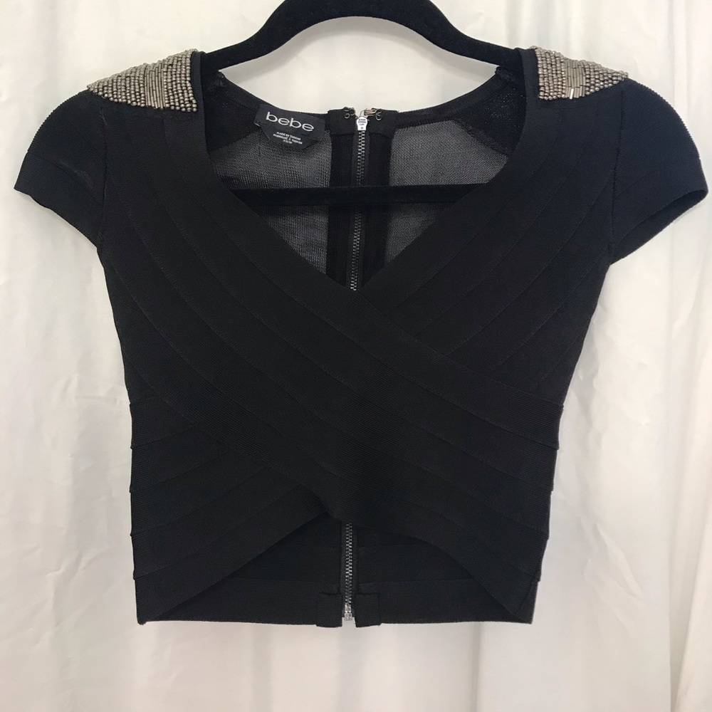 Gorgeous beaded Bebe crop top